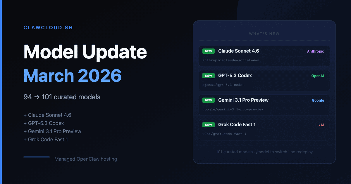 OpenClaw model catalog update with Claude Sonnet 4.6 and GPT-5.3 Codex added