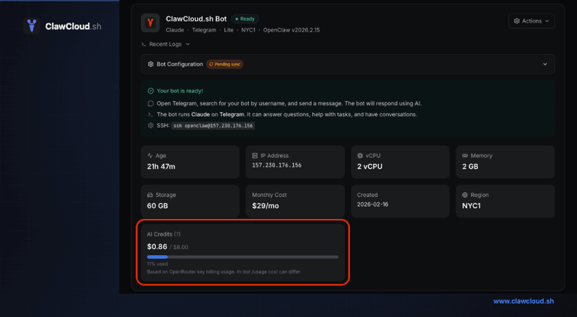 OpenClaw dashboard credits and model strategy view